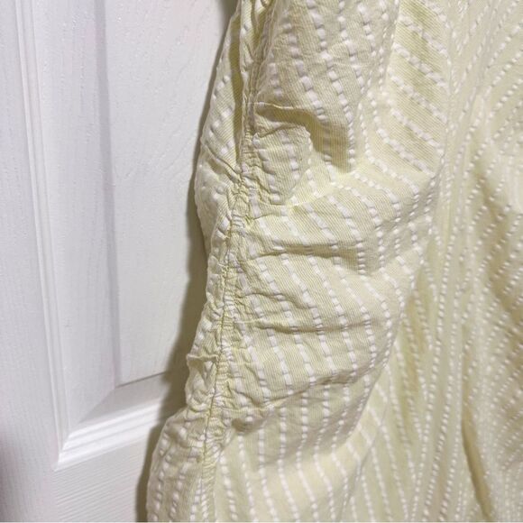 Ganni Seersucker Stripe Midi Dress Stripe Flan Size 14 Yellow - Picture 12 of 16